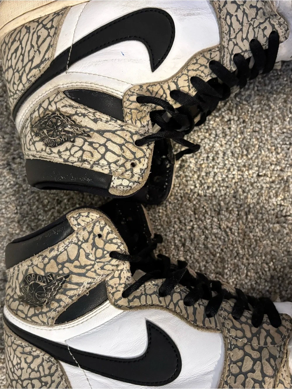 Nike Air Jordan 1 Retro OG High White Cement Men’s Sz 10 Used Black White Gray
